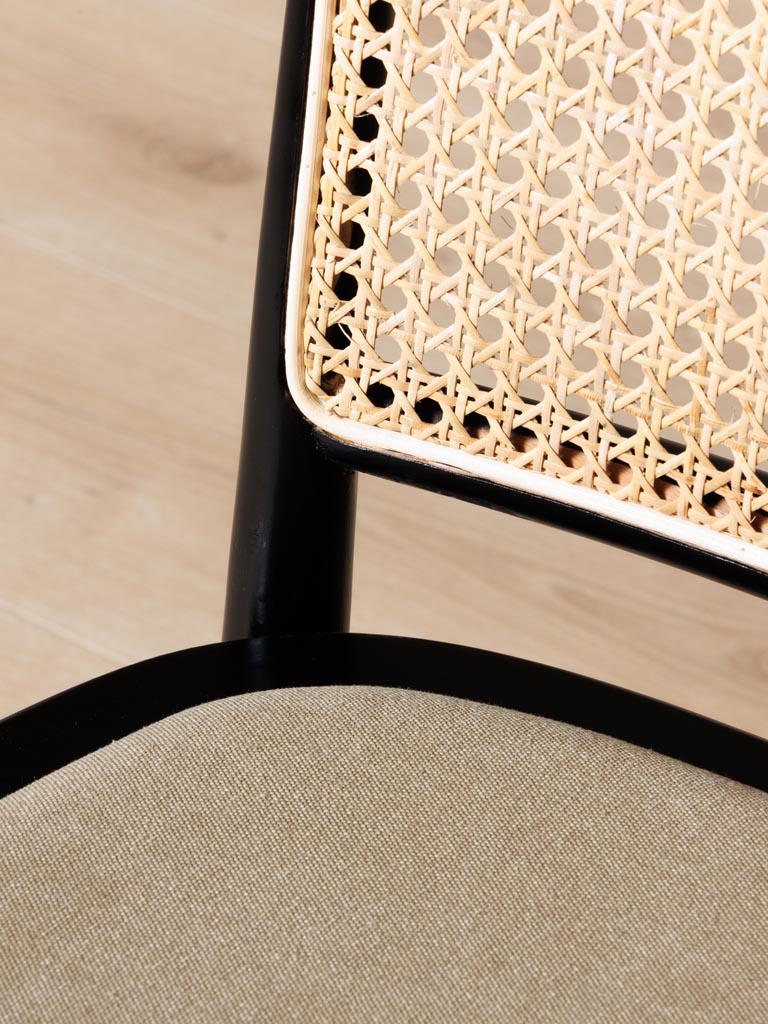 811 Hoffmann Style Chair with Cane Backrest Black / Padded Seat