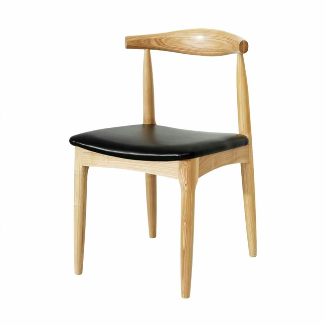 Hans J Wegner style Pxi Chair - Natural / Black Faux Seat
