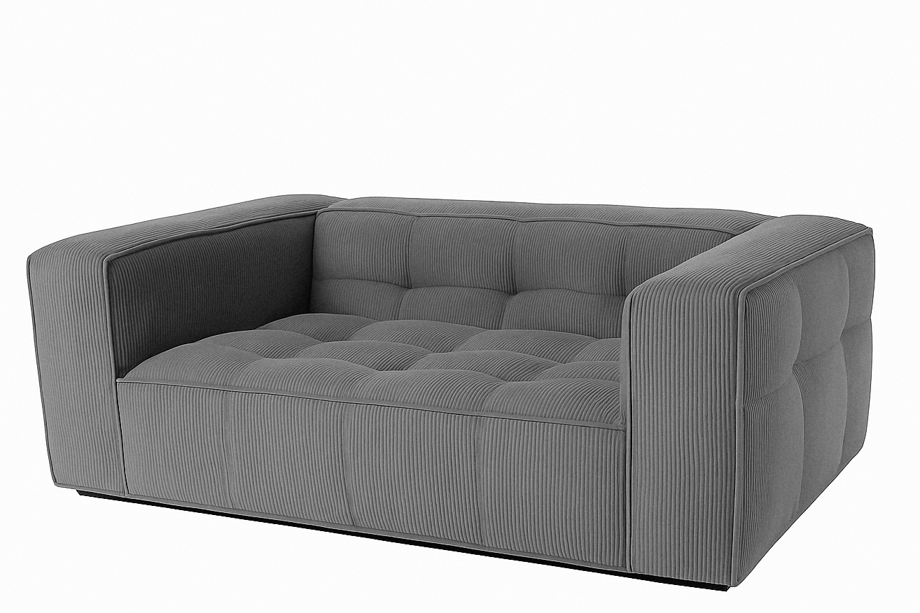 Cubic Studio Sofa Charcoal Grey Corduroy 2 Seater