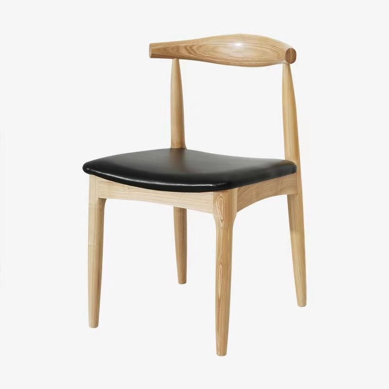 Hans J Wegner style Pxi Chair - Natural / Black Faux Seat
