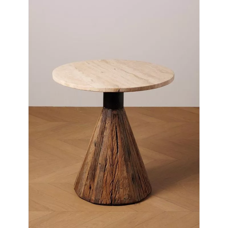 Side Table Beige Marble Alba