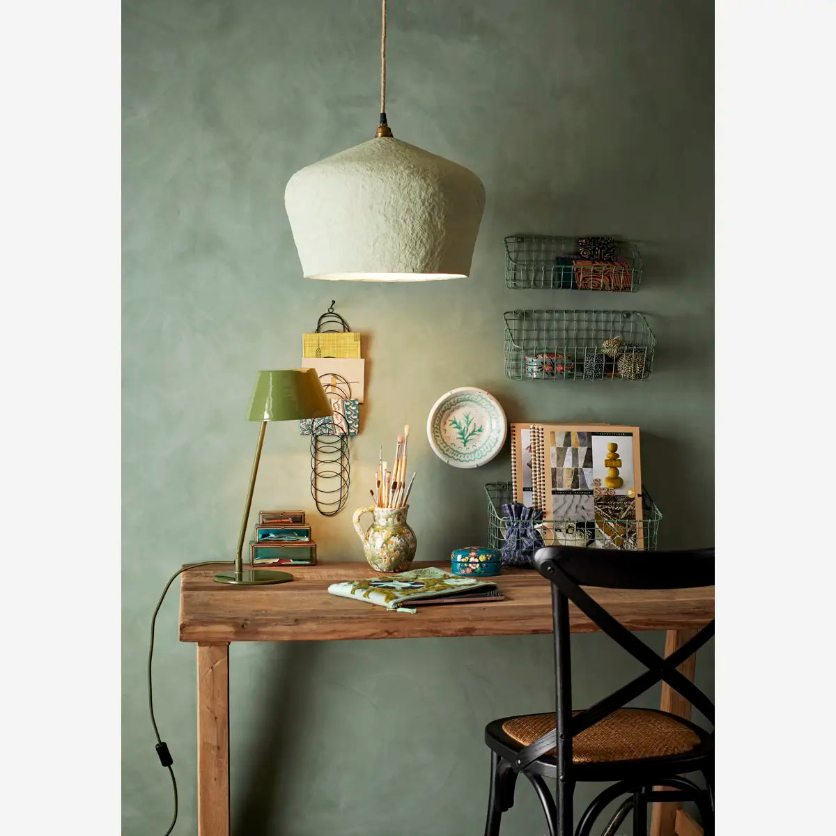 Enamel Table Lamp Dark Green - Madam Stoltz