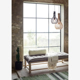 Glass ceiling lamp with jute net