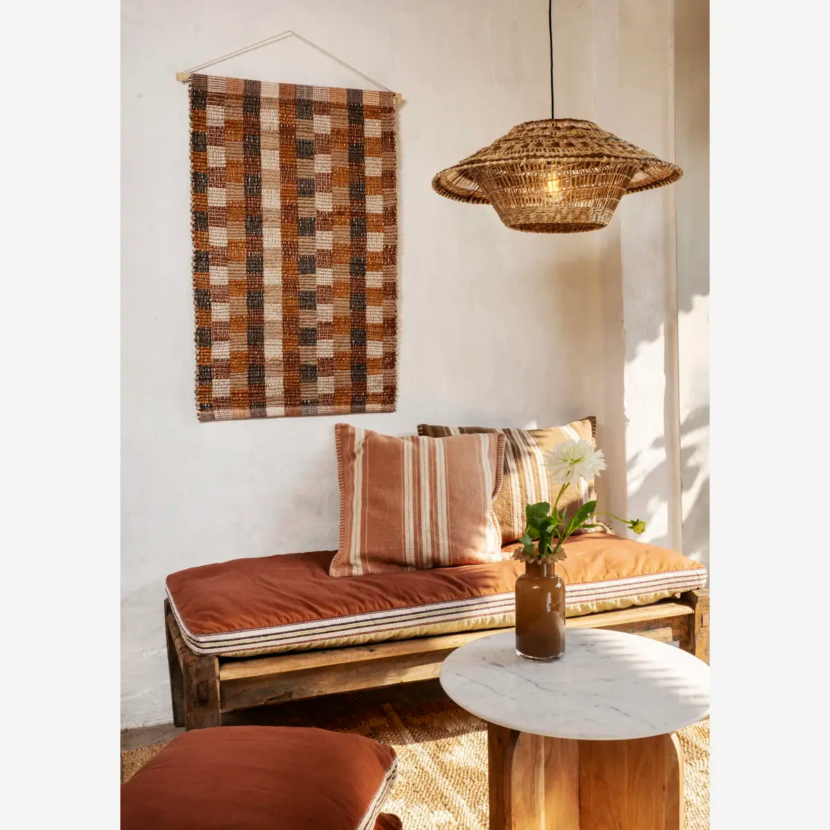 Cotton Seating Mat Rust, Sand, Off White