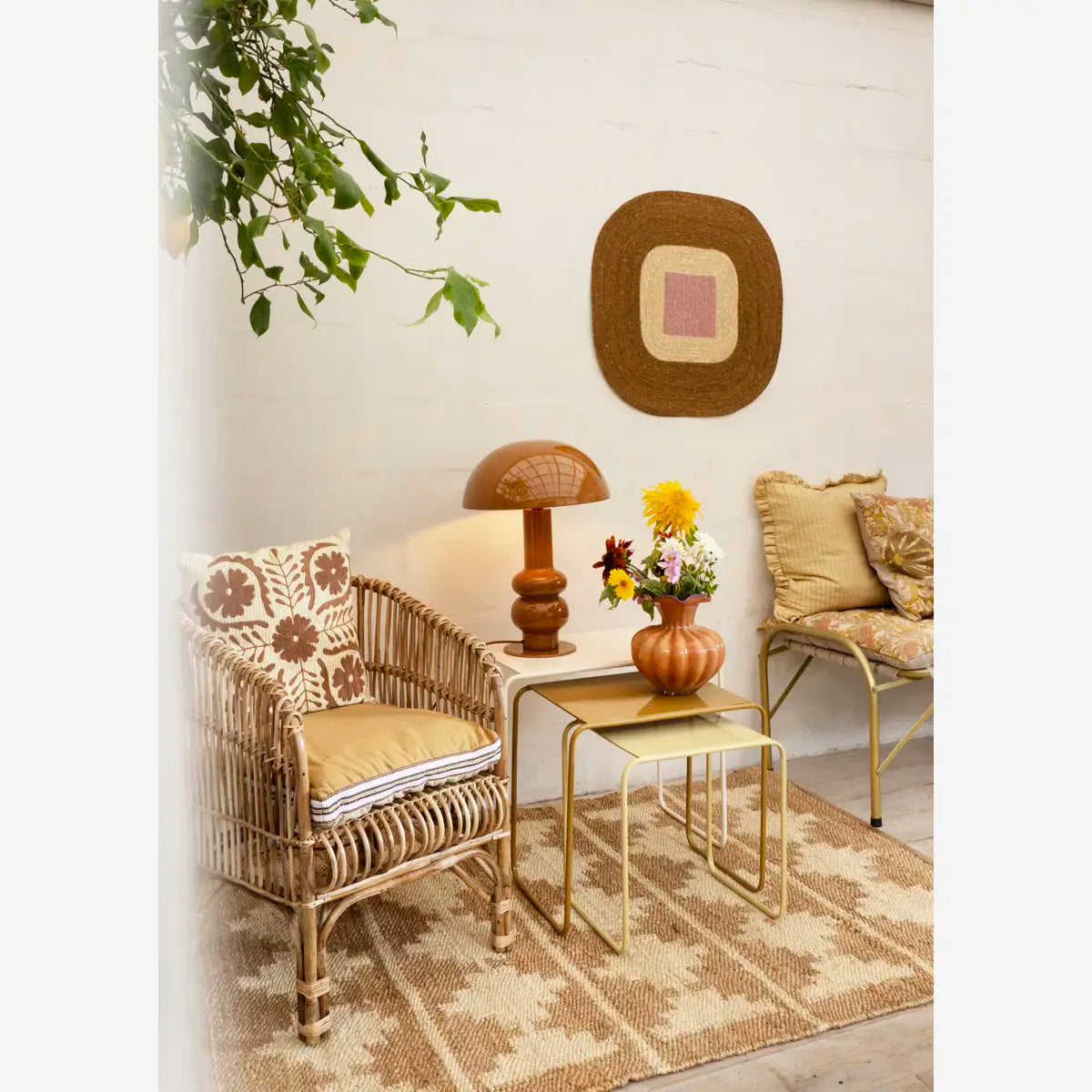 Cotton Seating Mat Mustard, Sand, 0ff White