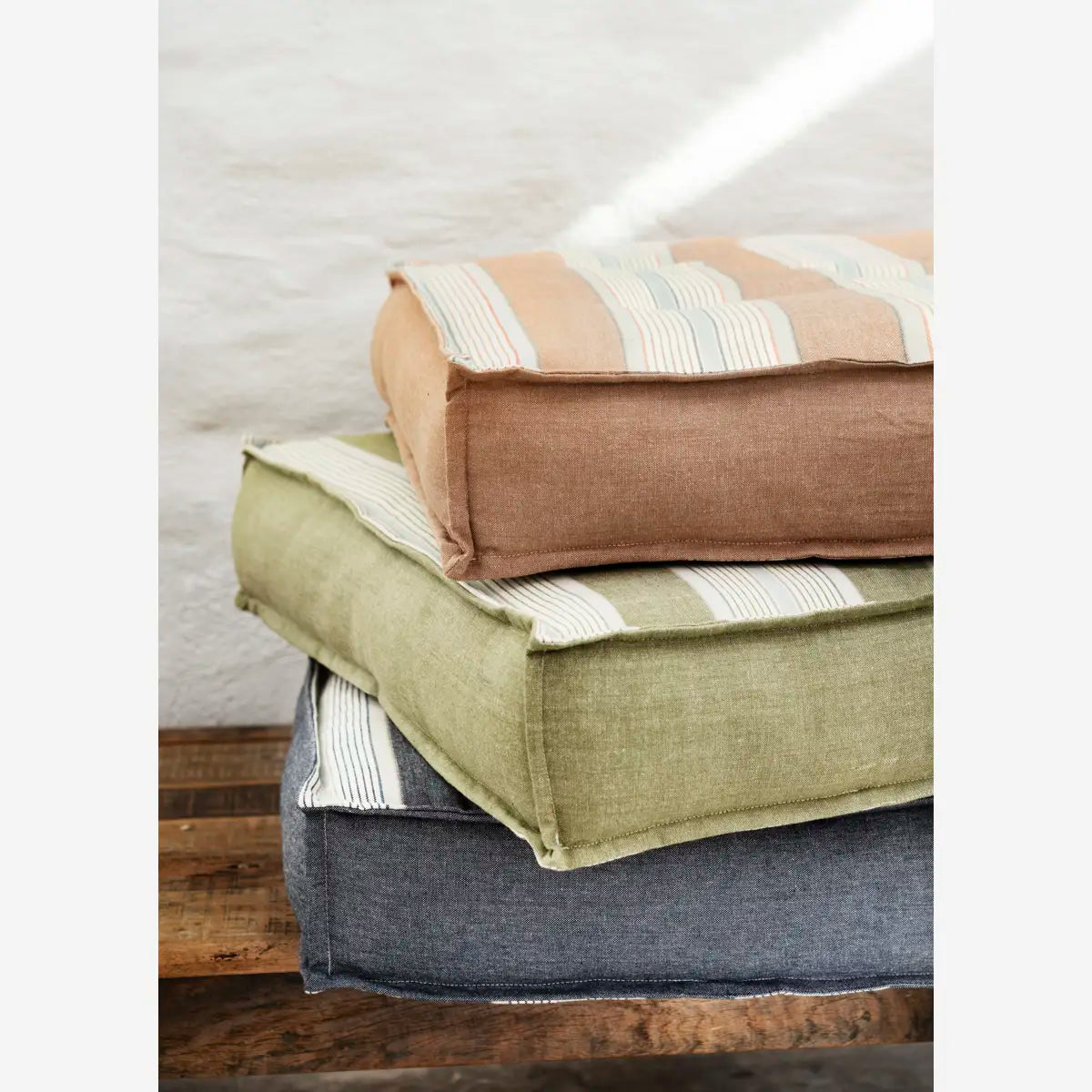 Striped Cotton Sitting Pad Blue, white, grey