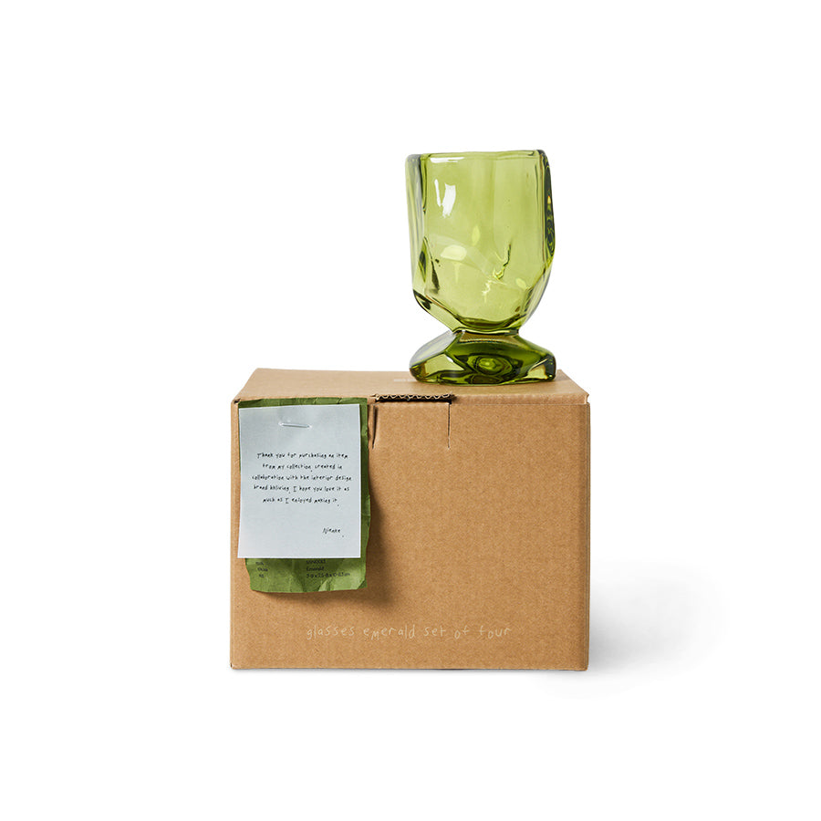 HKLIVING Glasses Emerald Nienke Sikkema, set of 4