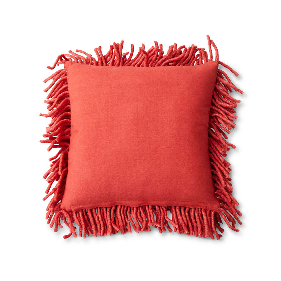 HKliving Rugged Woolen Cushion Cherry Red, 50x50cm
