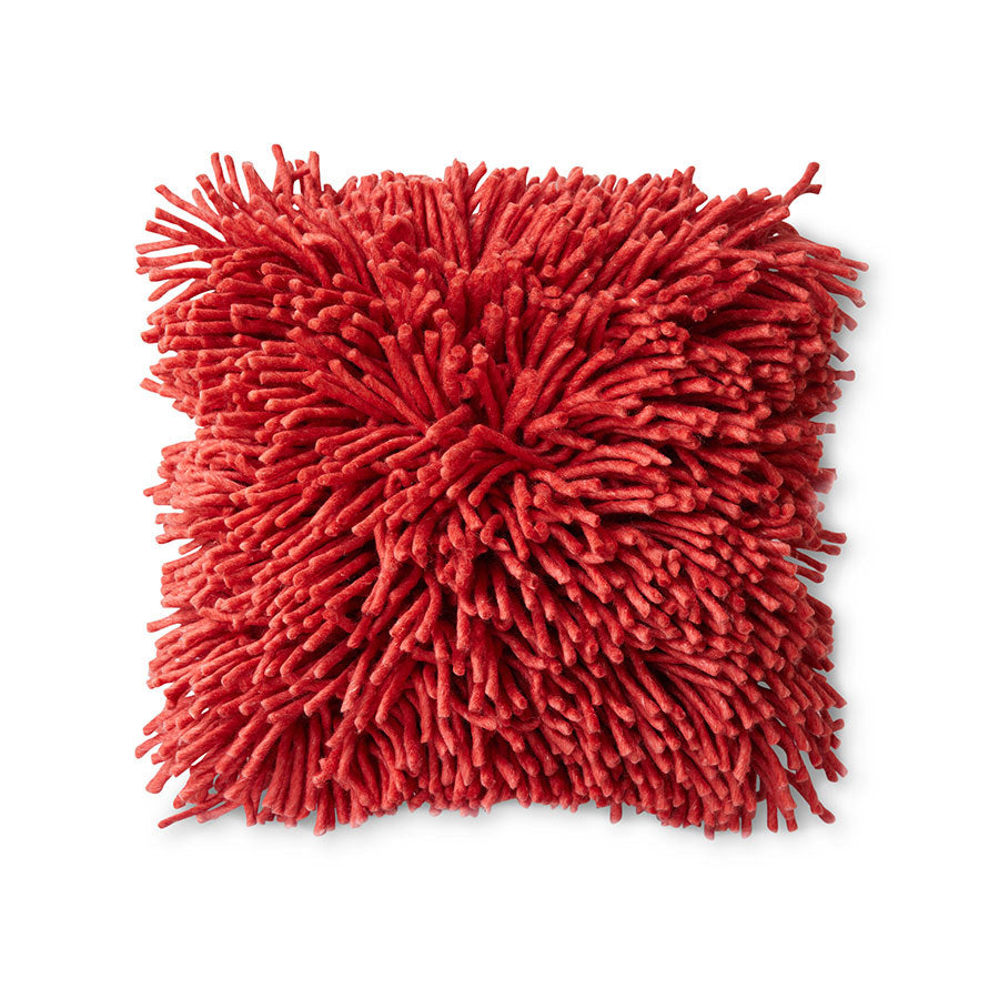 HKliving Rugged Woolen Cushion Cherry Red, 50x50cm