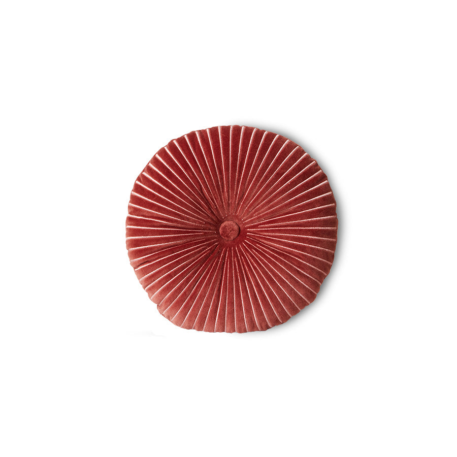 HKliving Round Ripple Cushion Burgundy ø35cm