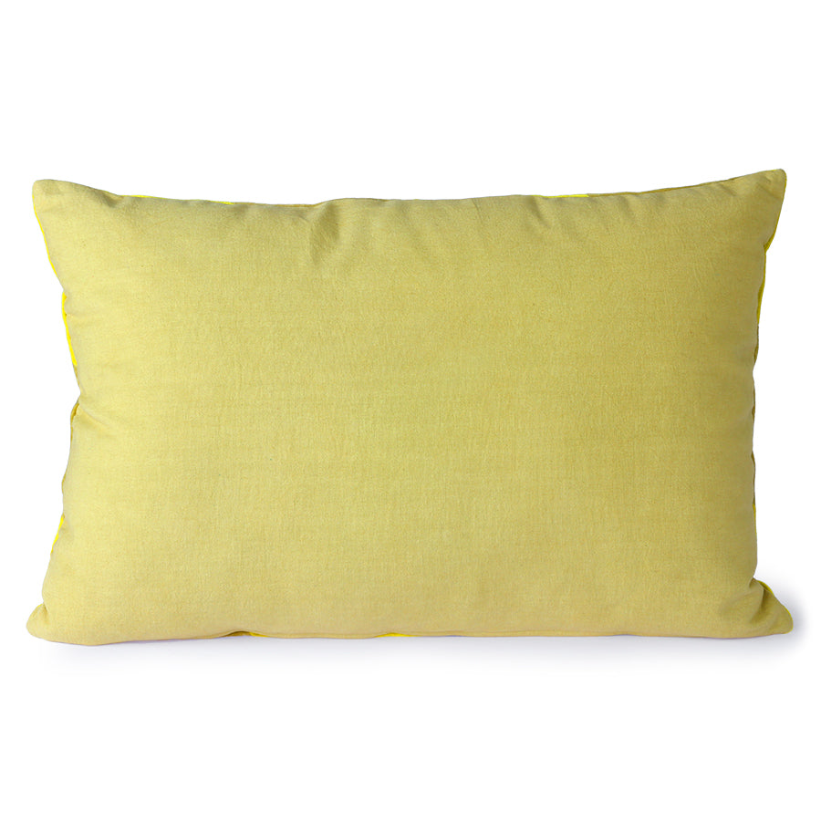 HKliving Striped Velvet Cushion Yellow/Green, 40x60cm