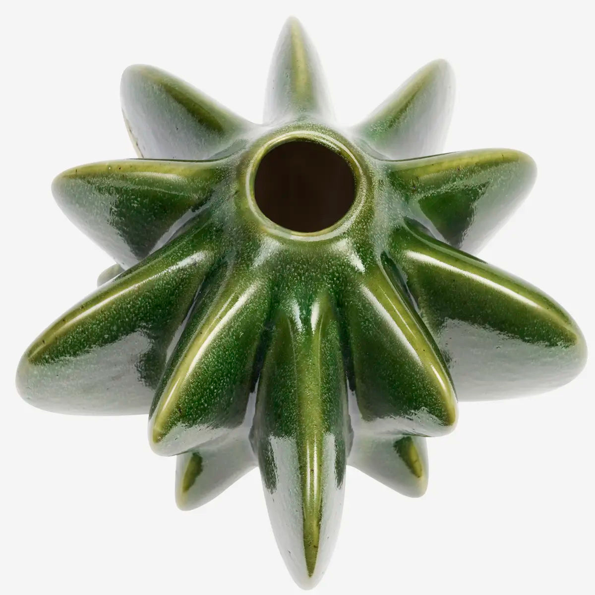 Stoneware Vase Reactive Green Glaze - Madam Stoltz