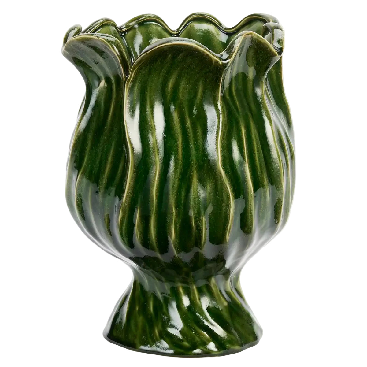 Stoneware Vase Flowerpot Reactive Green Glaze - Madam Stoltz