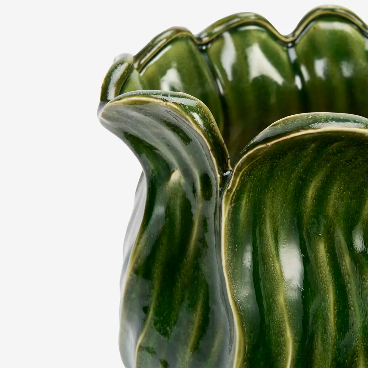 Stoneware Vase Flowerpot Reactive Green Glaze - Madam Stoltz