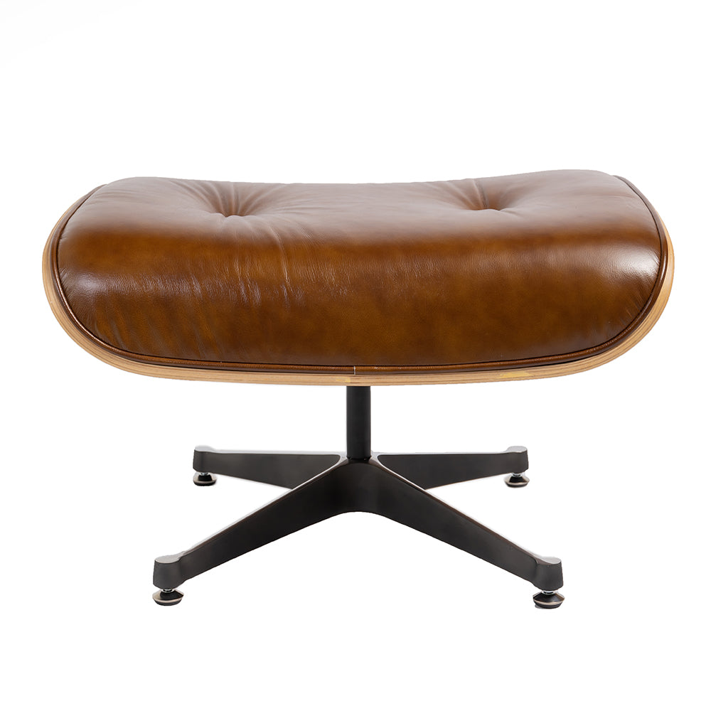 Eames Inspired Lounge Chair and Ottoman - Walnut & Vintage Brown Leather