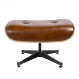 Eames Inspired Lounge Chair and Ottoman - Walnut & Vintage Brown Leather