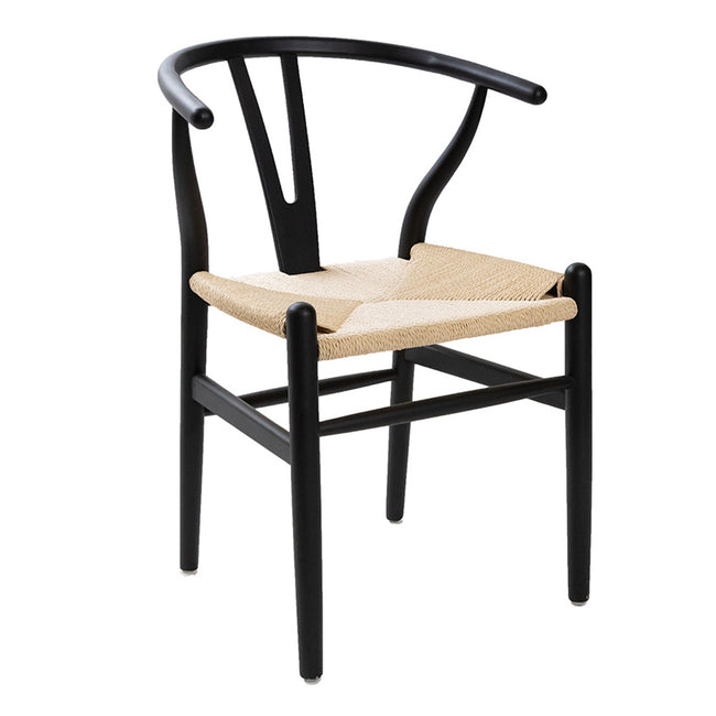 Hans J Wegner style Wishbone Chair - Black / Natural