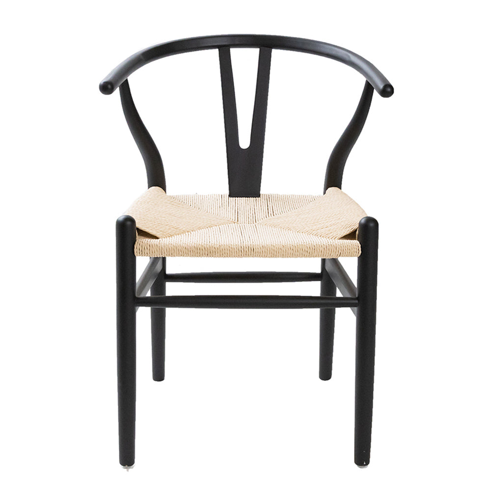 Hans J Wegner style Wishbone Chair - Black / Natural