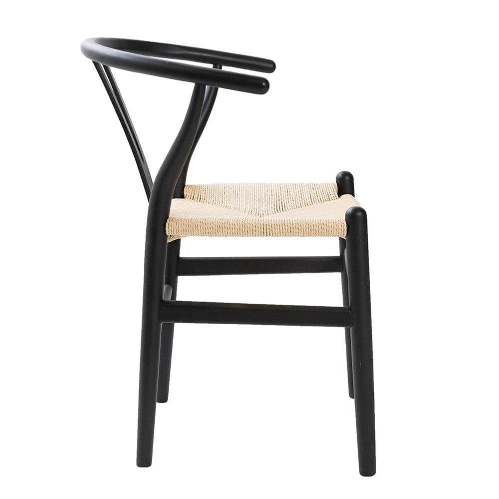 Hans J Wegner style Wishbone Chair - Black / Natural