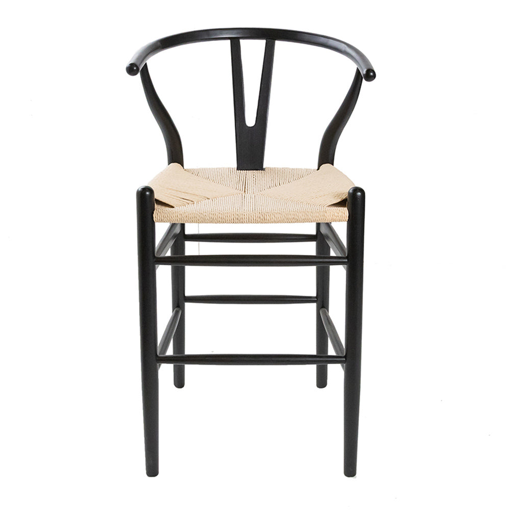 Hans J Wegner style Wishbone Bar Stool -Black/Natural