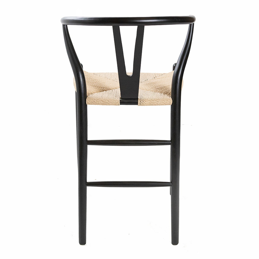 Hans J Wegner style Wishbone Bar Stool -Black/Natural