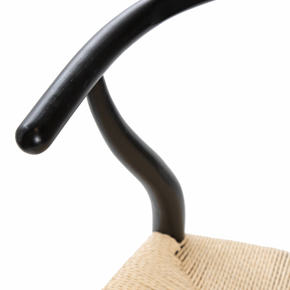 Hans J Wegner style Wishbone Bar Stool -Black/Natural