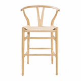 Hans J Wegner style Wishbone Bar Stool - Natural