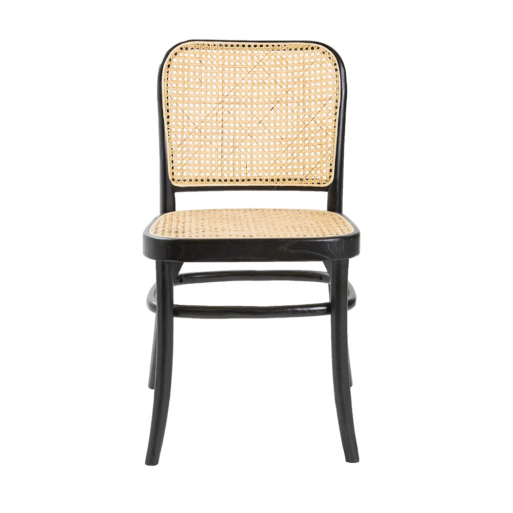811 Hoffmann Style Chair with Cane Backrest Black