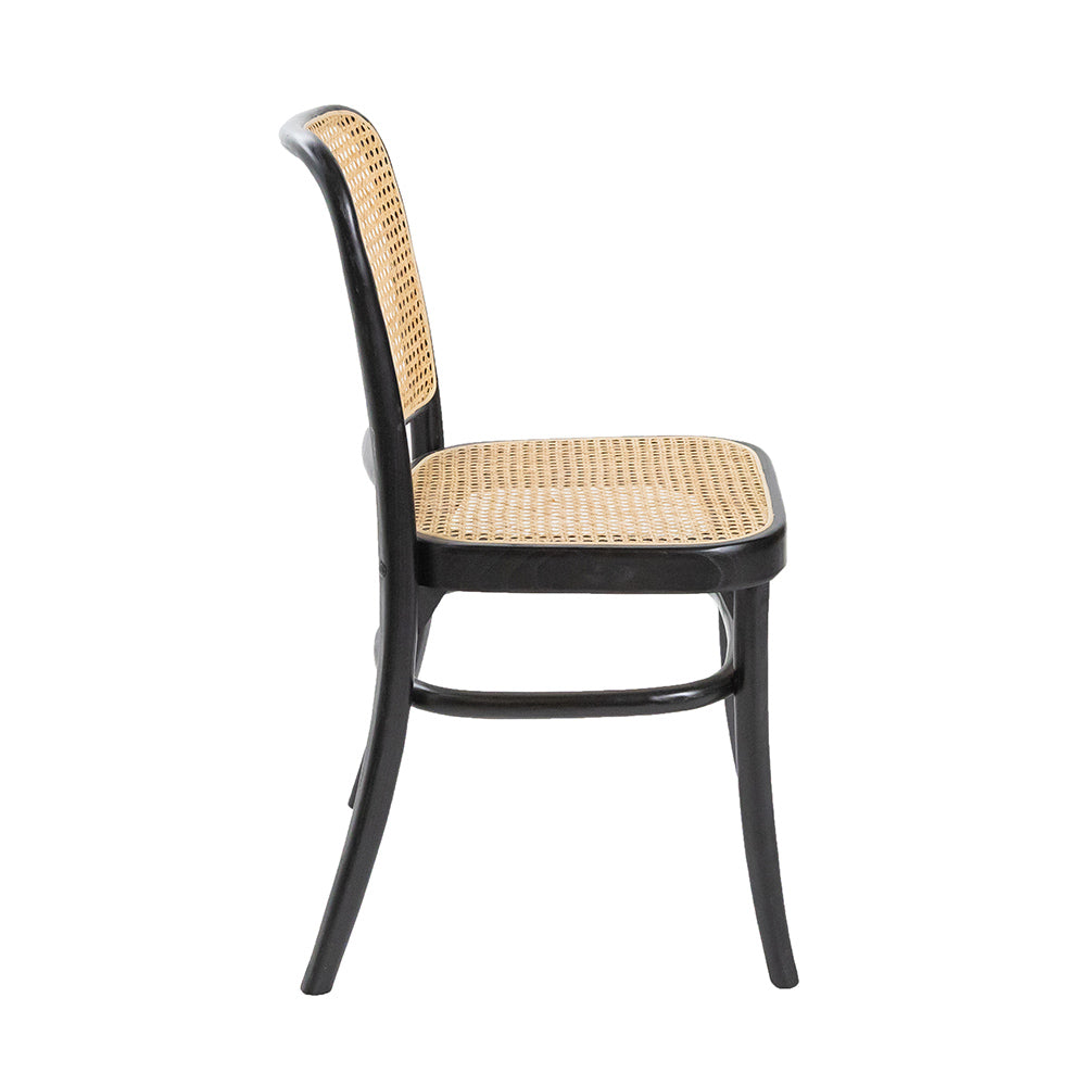 811 Hoffmann Style Chair with Cane Backrest Black