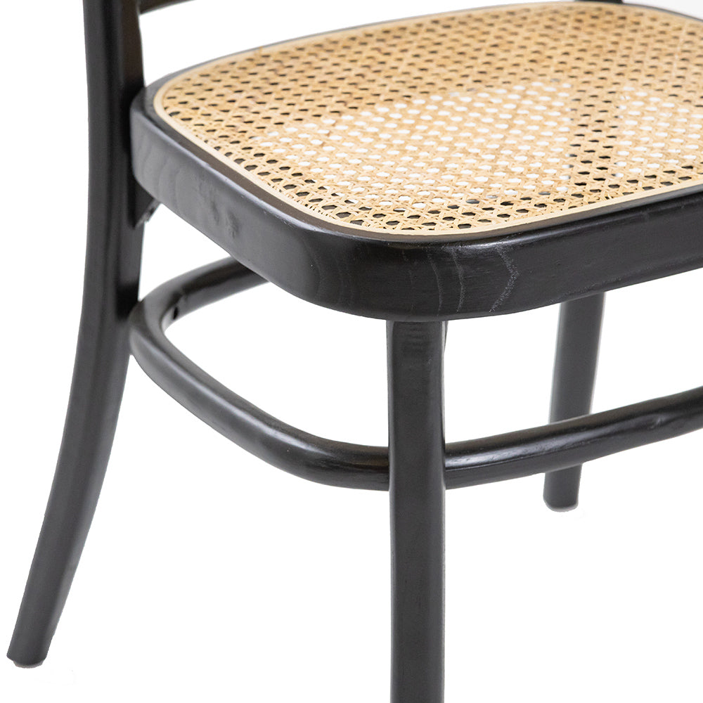 811 Hoffmann Style Chair with Cane Backrest Black