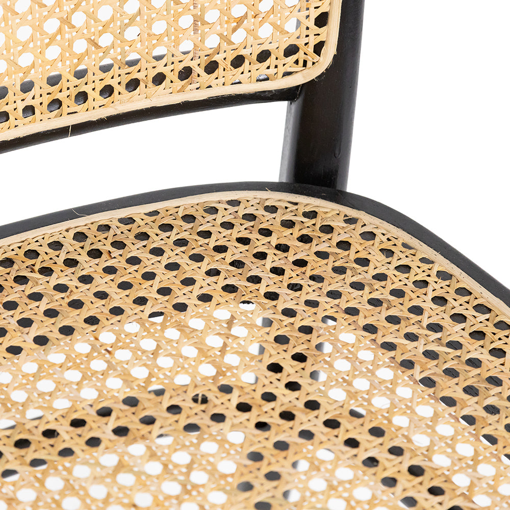 811 Hoffmann Style Chair with Cane Backrest Black