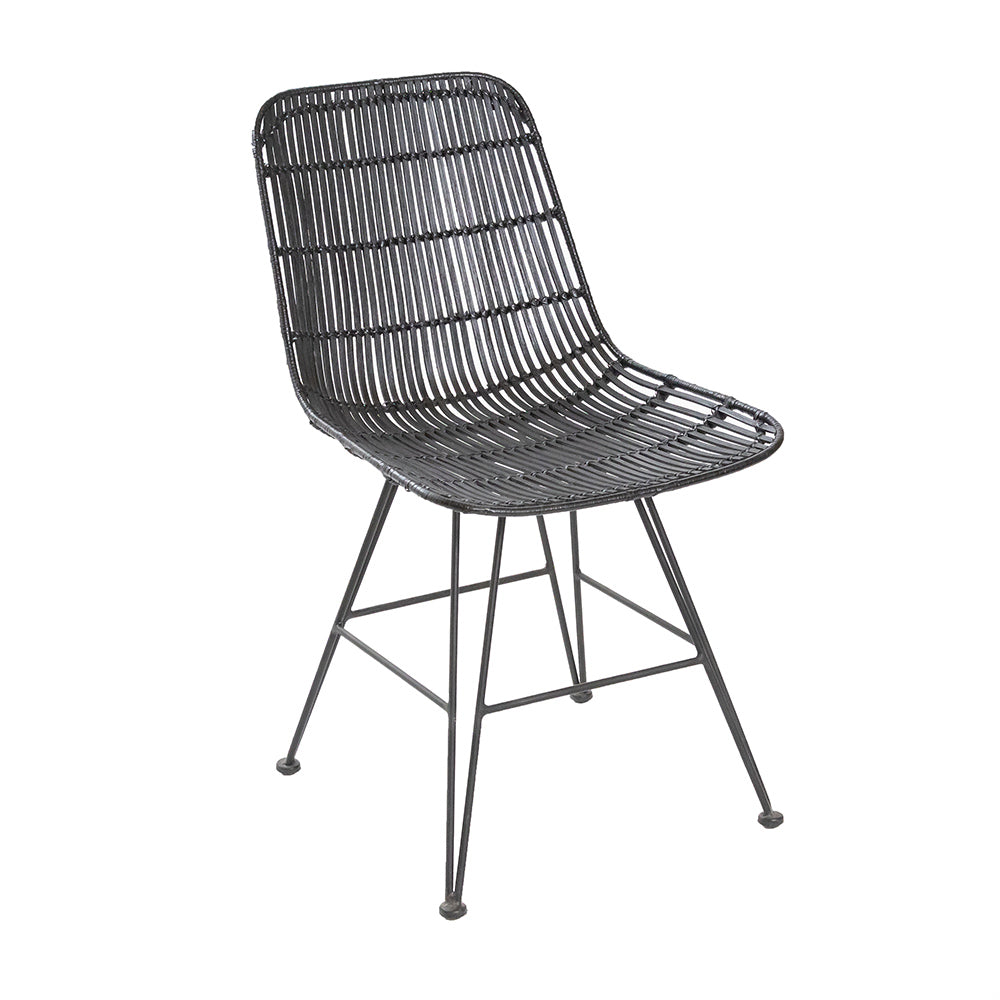 HKliving Rattan Dining Chair Black