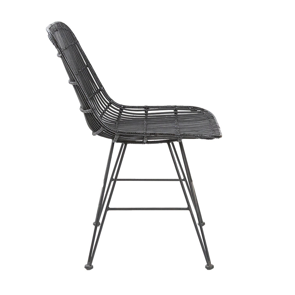 HKliving Rattan Dining Chair Black