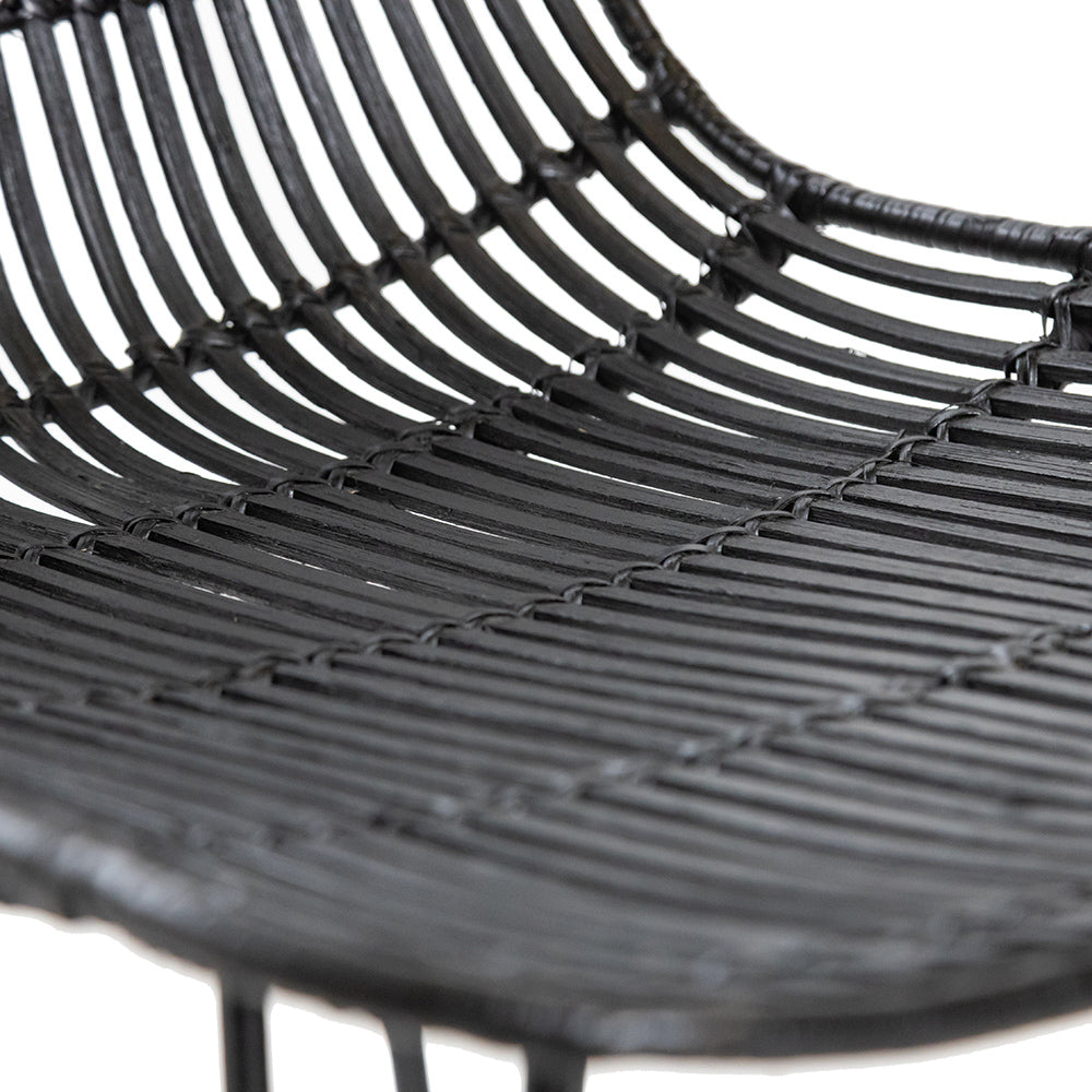 HKliving Rattan Dining Chair Black