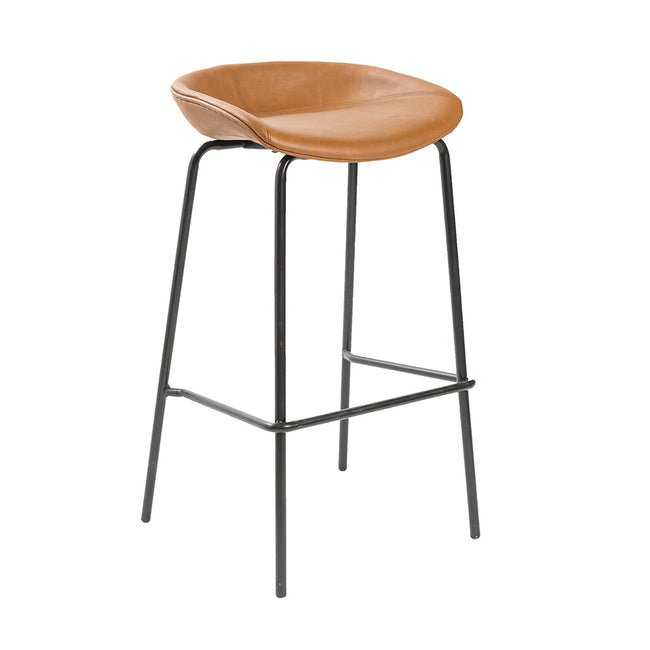 Vogue Low Back Bar Stool Faux Leather Brown - Metal Legs