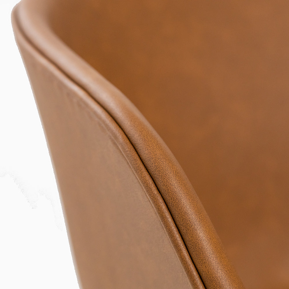 Vogue Faux Leather Brown Arm Chair - Metal Legs