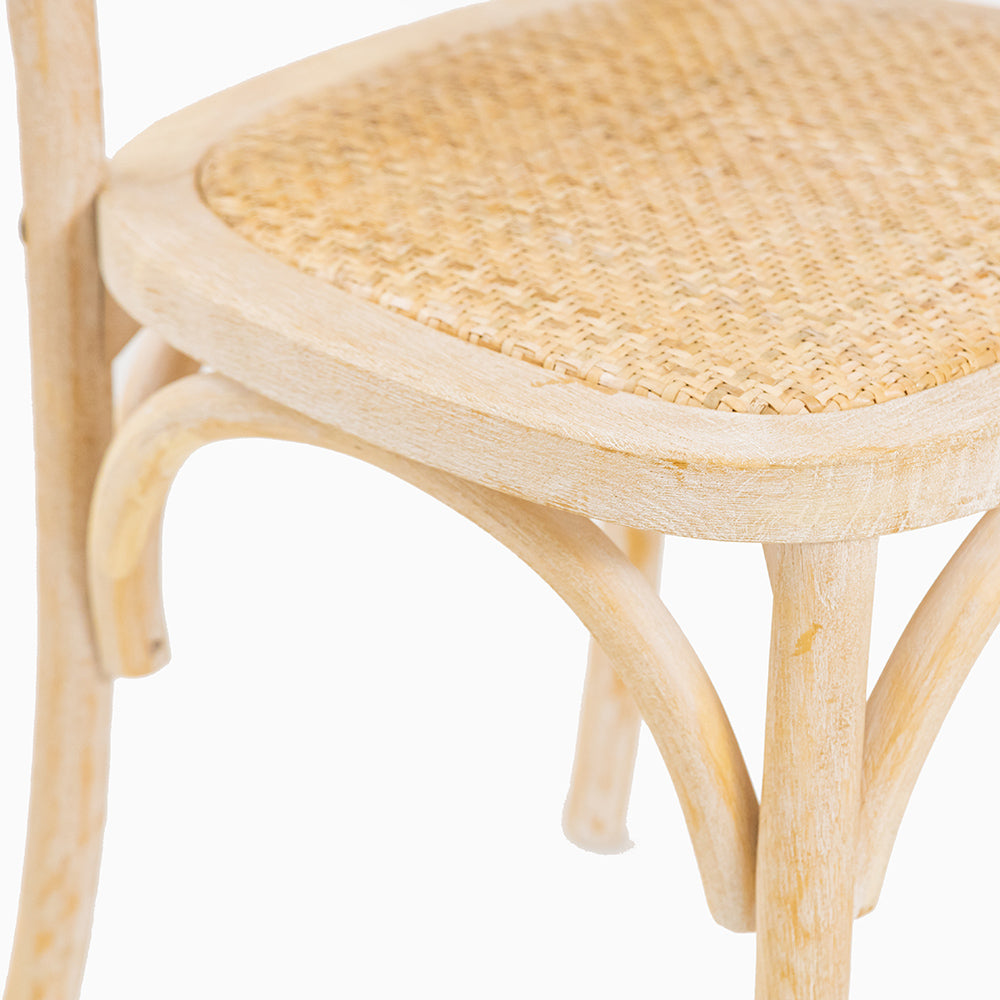 French Style Wicker Back Chair Natural / Whitewashed
