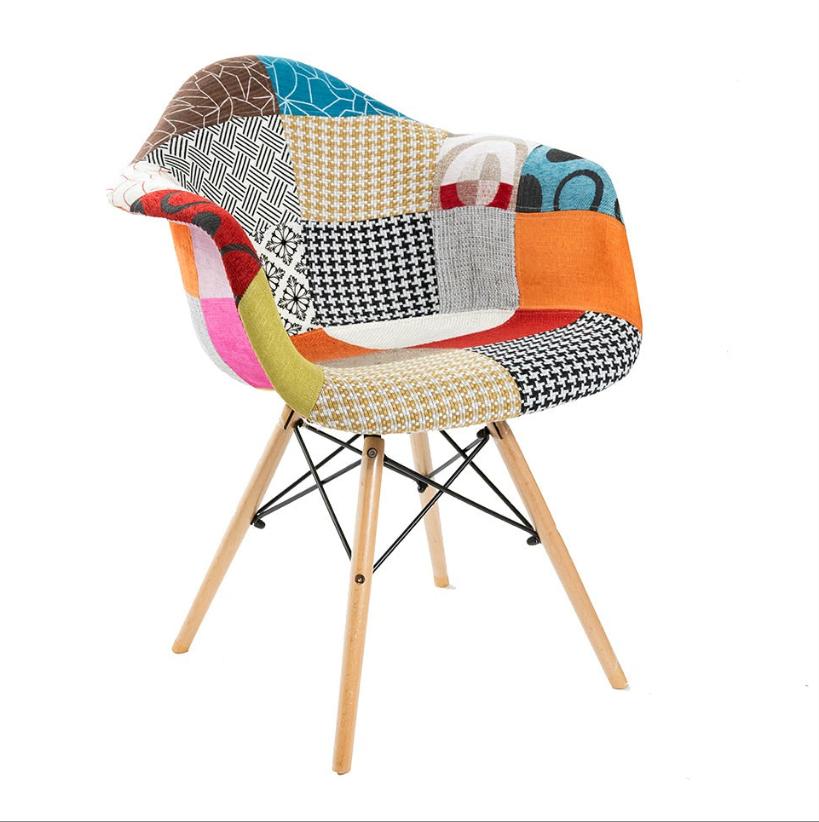 Charles Ray Eames Style DAW Chair Patchwork Upholstery