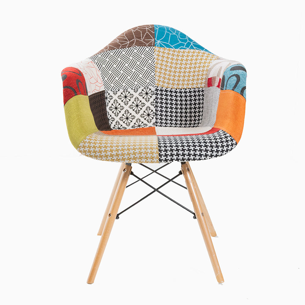 Charles Ray Eames Style DAW Chair Patchwork Upholstery