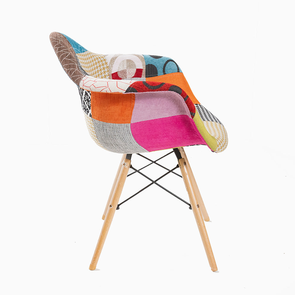 Charles Ray Eames Style DAW Chair Patchwork Upholstery