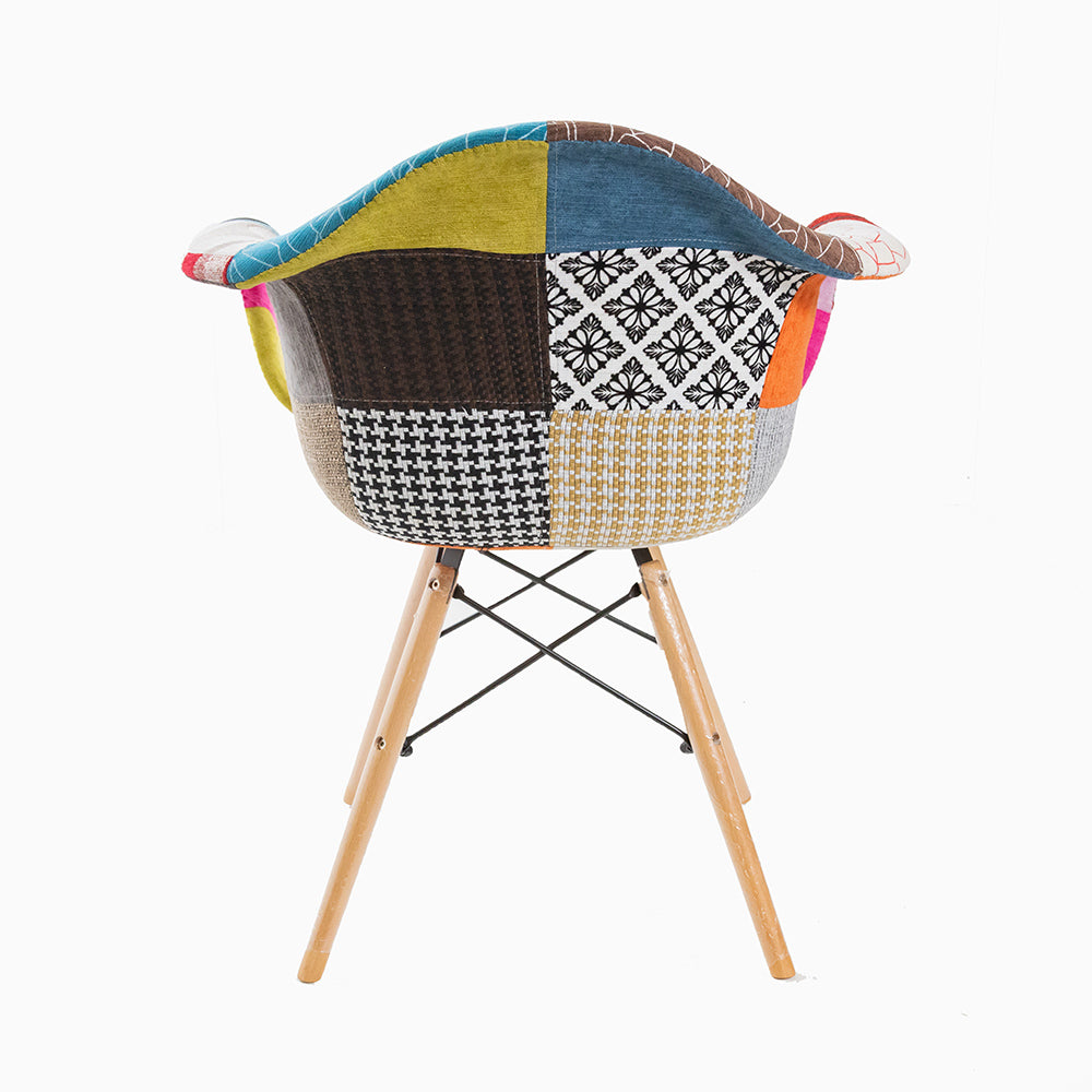 Charles Ray Eames Style DAW Chair Patchwork Upholstery