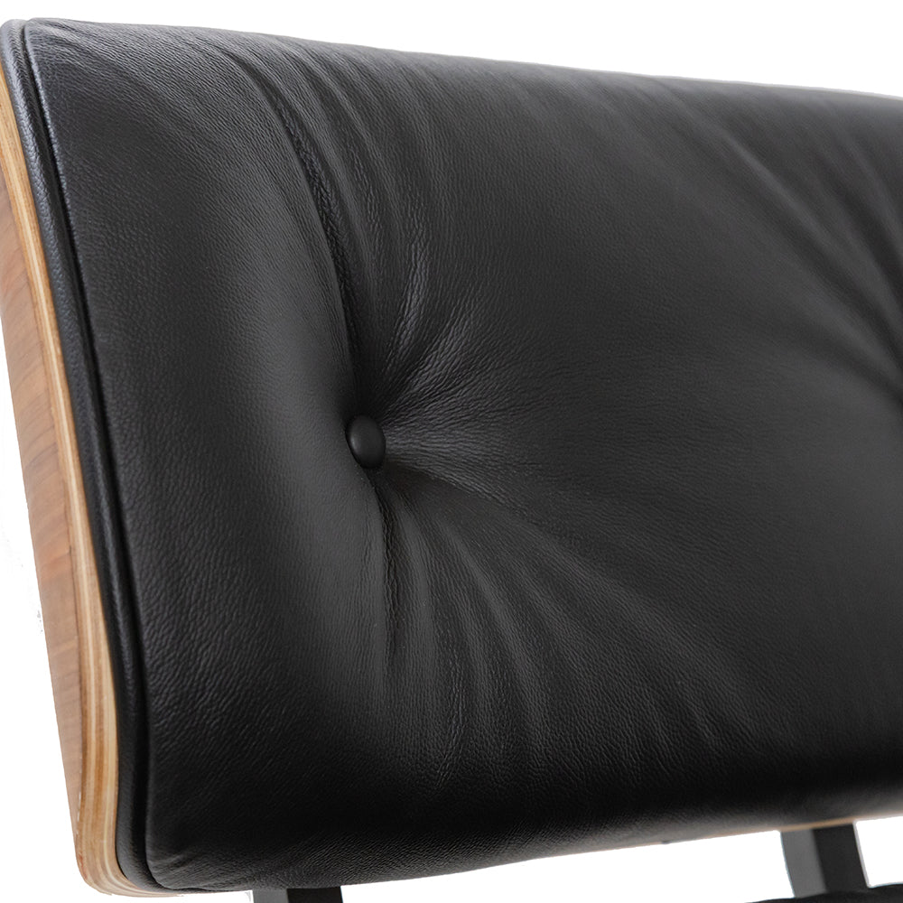 Iconic Lounge Chair and Ottoman - Walnut & Black Leather