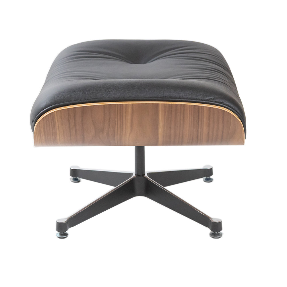 Iconic Lounge Chair and Ottoman - Walnut & Black Leather