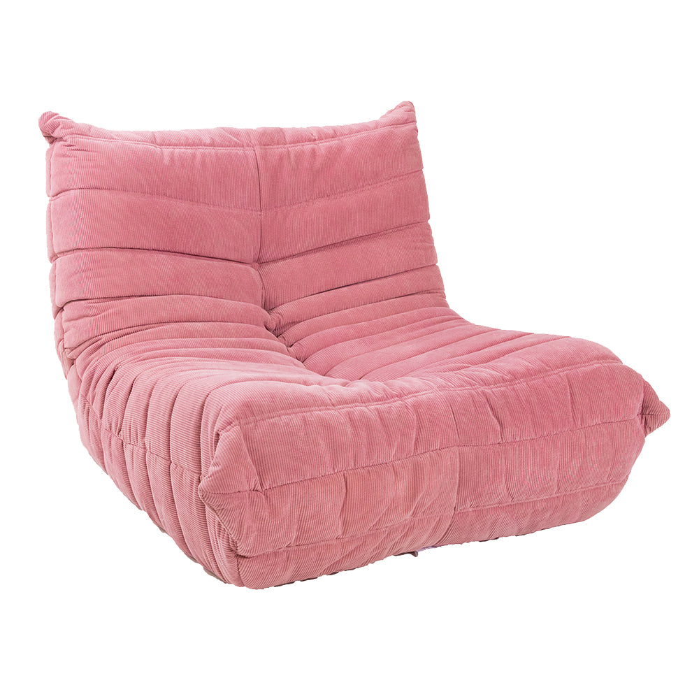 Togo Style Sofa Pastel Pink Corduroy 1 Seater