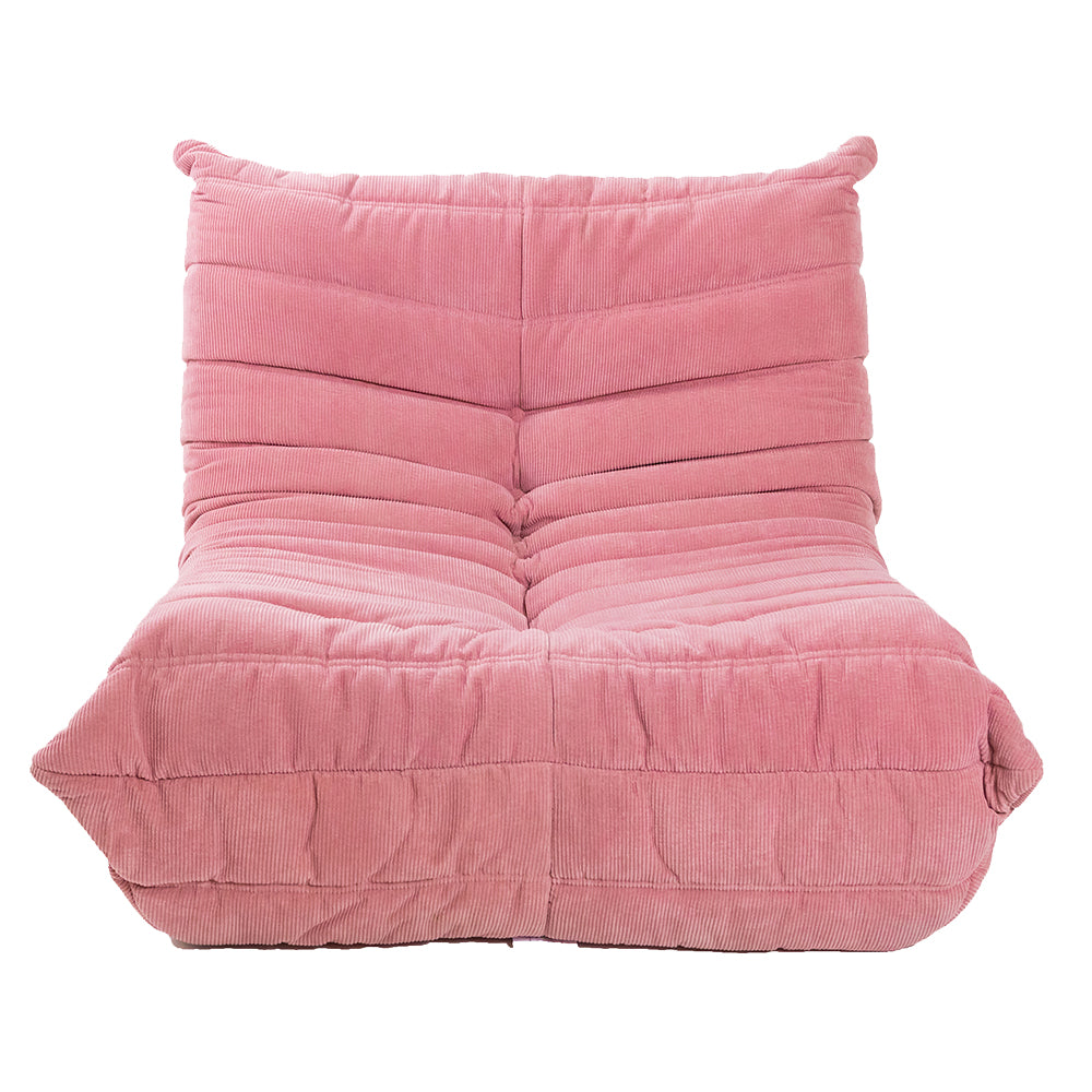 Togo Style Sofa Pastel Pink Corduroy 1 Seater