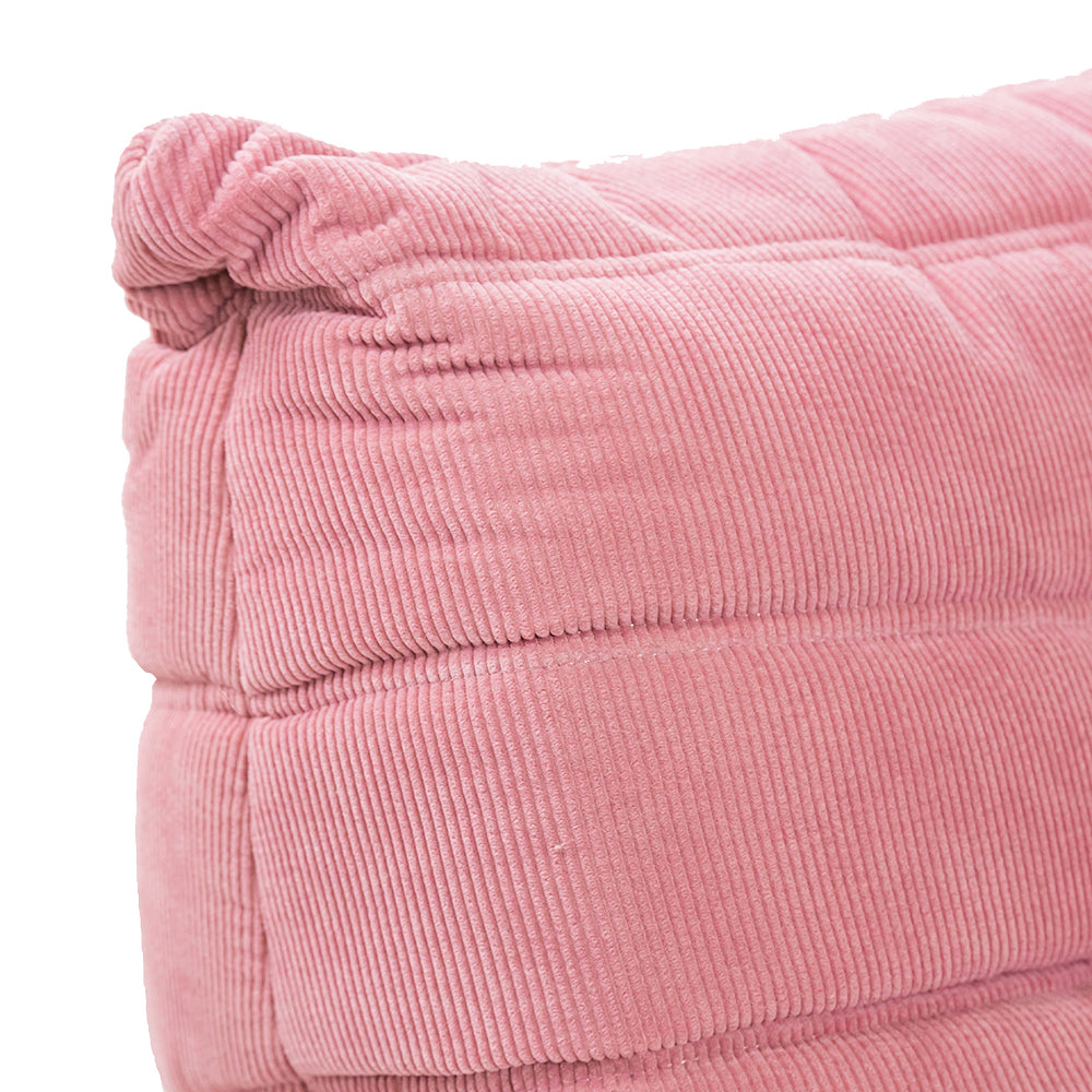 Togo Style Sofa Pastel Pink Corduroy Corner