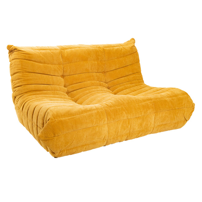 Togo Style Sofa Mustard Yellow Corduroy 2 Seater