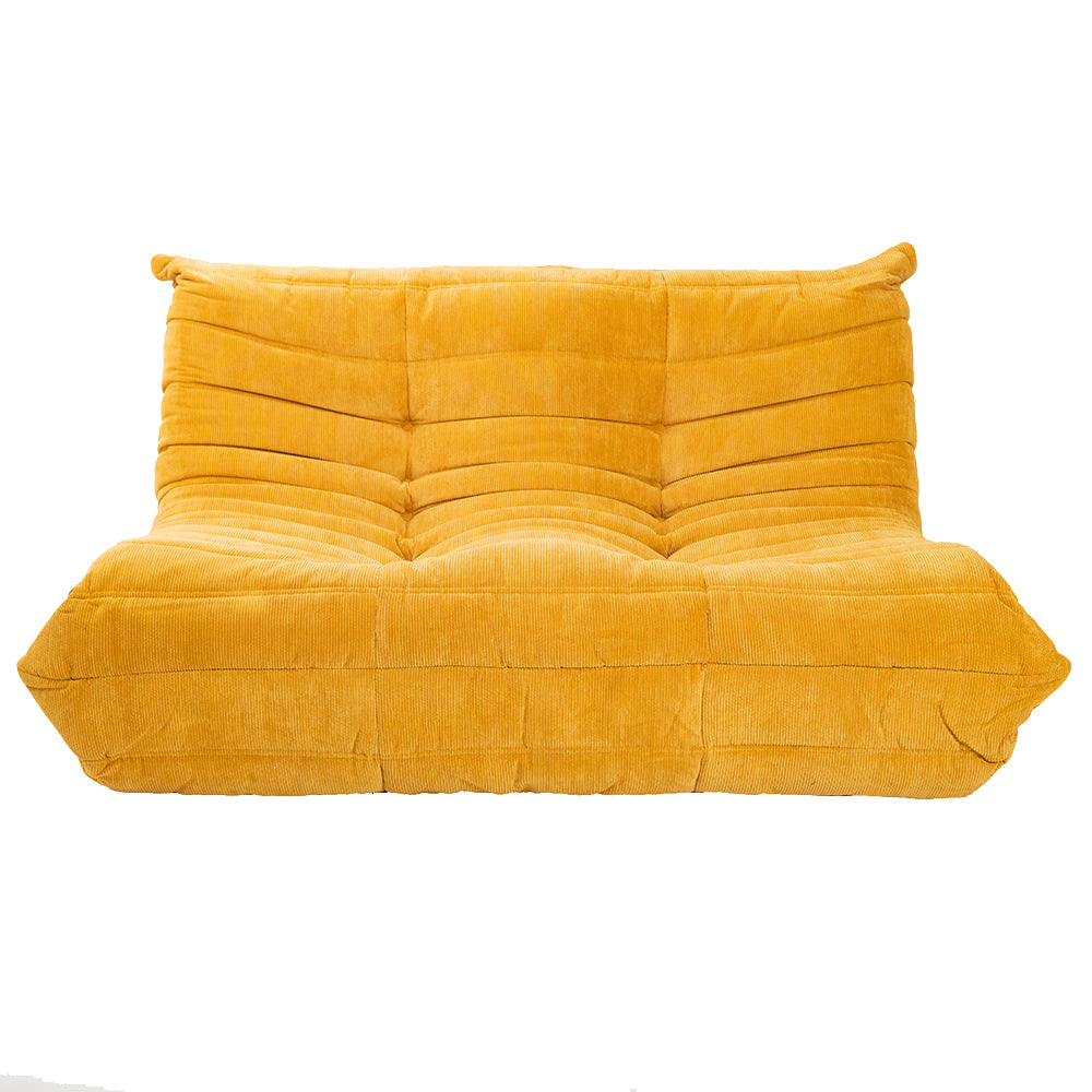 Togo Style Sofa Mustard Yellow Corduroy 2 Seater