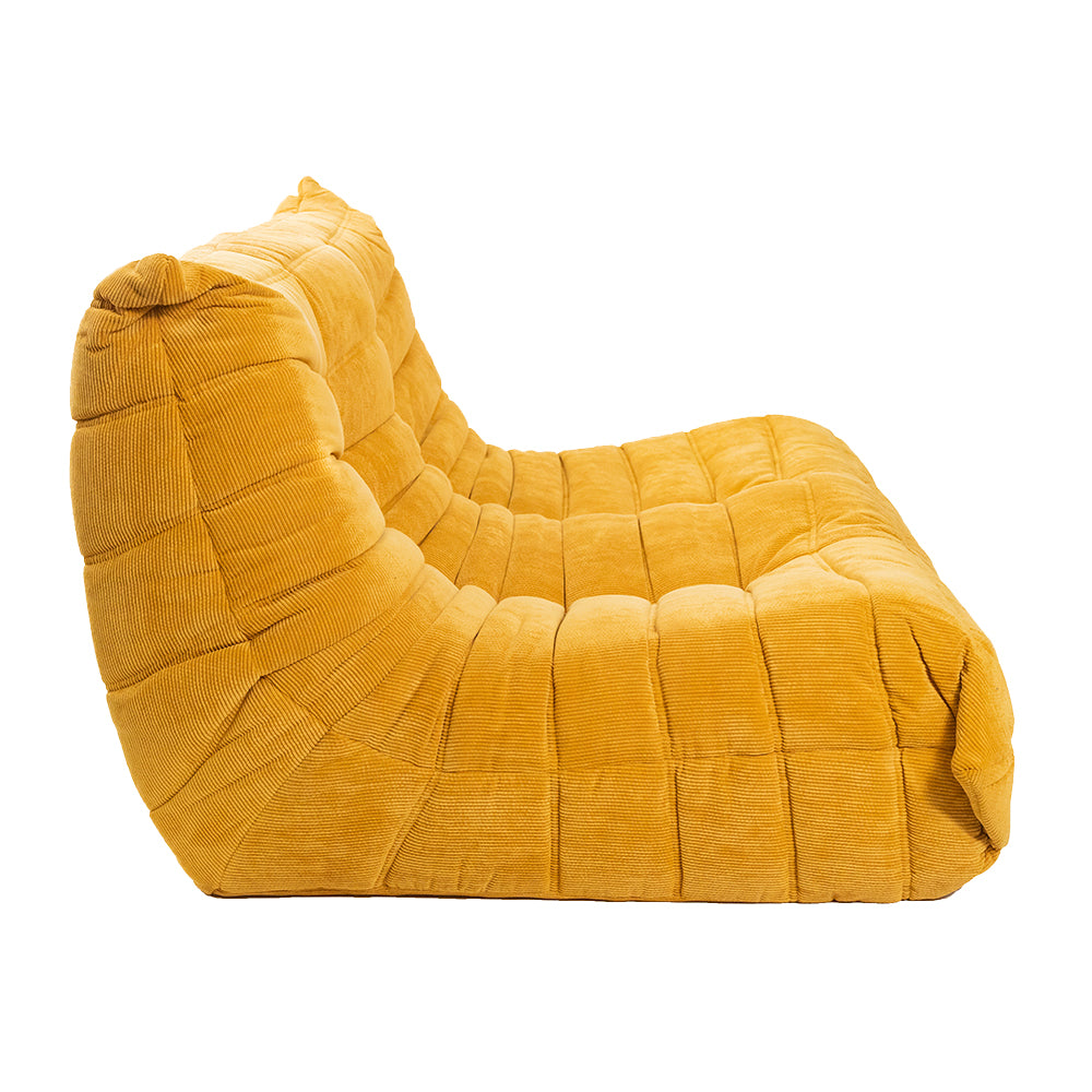 Togo Style Sofa Mustard Yellow Corduroy 2 Seater