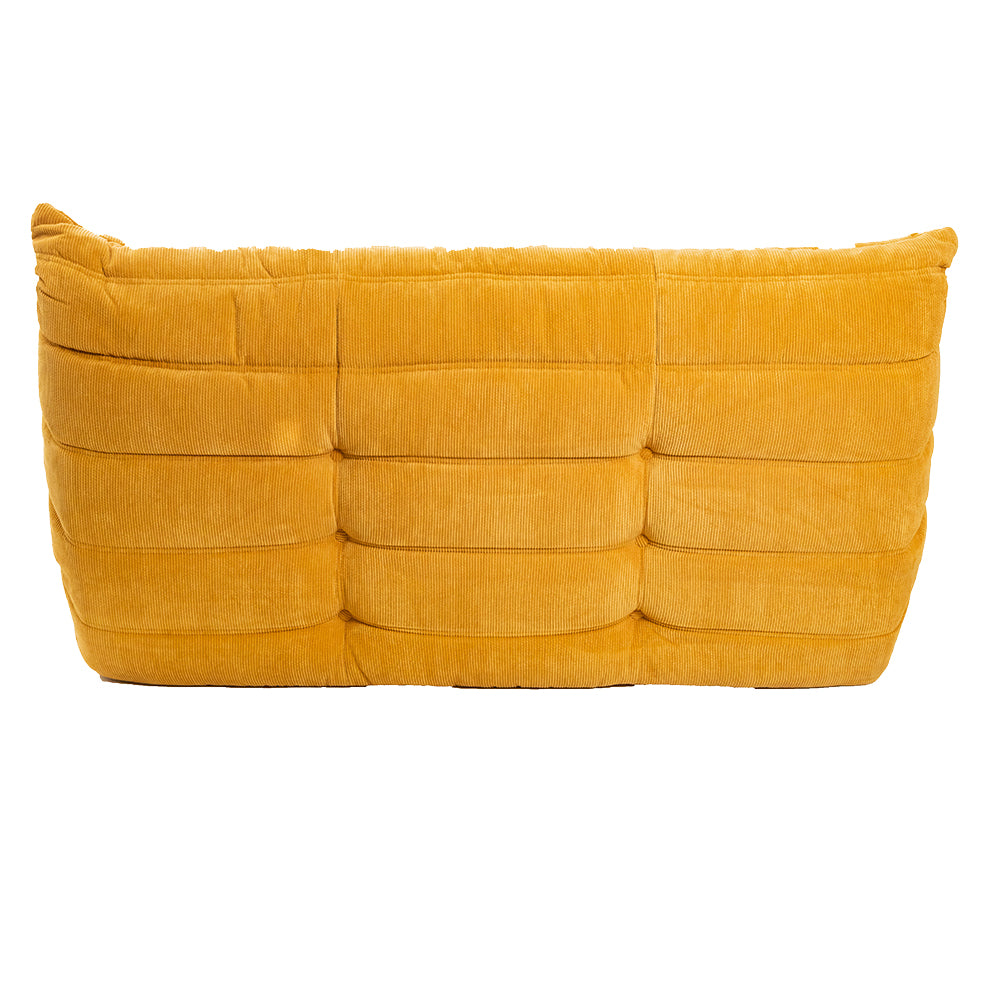 Togo Style Sofa Mustard Yellow Corduroy 2 Seater